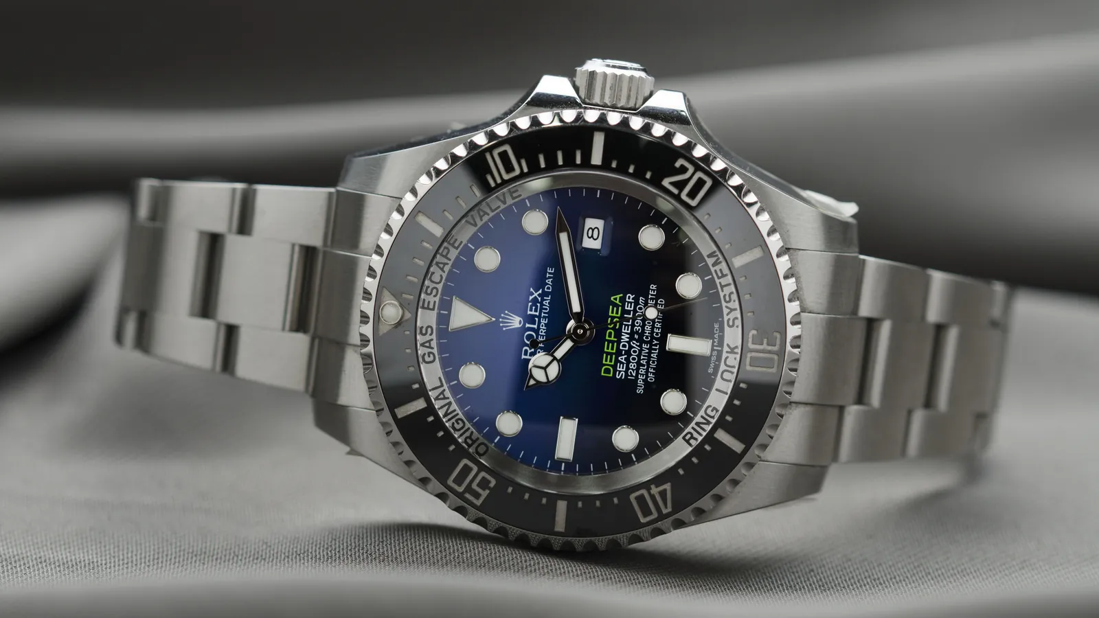 Rolex Deepsea Sea-Dweller watch with a blue dial